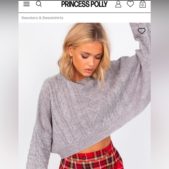 Princess Polly The Stan Grey Cropped Sweater NWOT​ - Picture 2 of 5